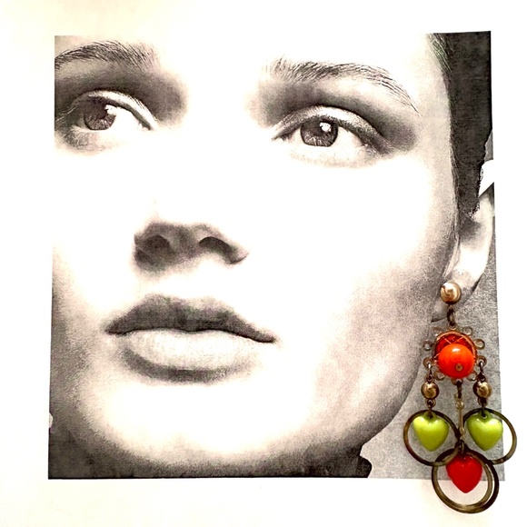 Vintage Jewelry - earrings hanging vintage jangle dangle fun hearts costume artsy boho girly
